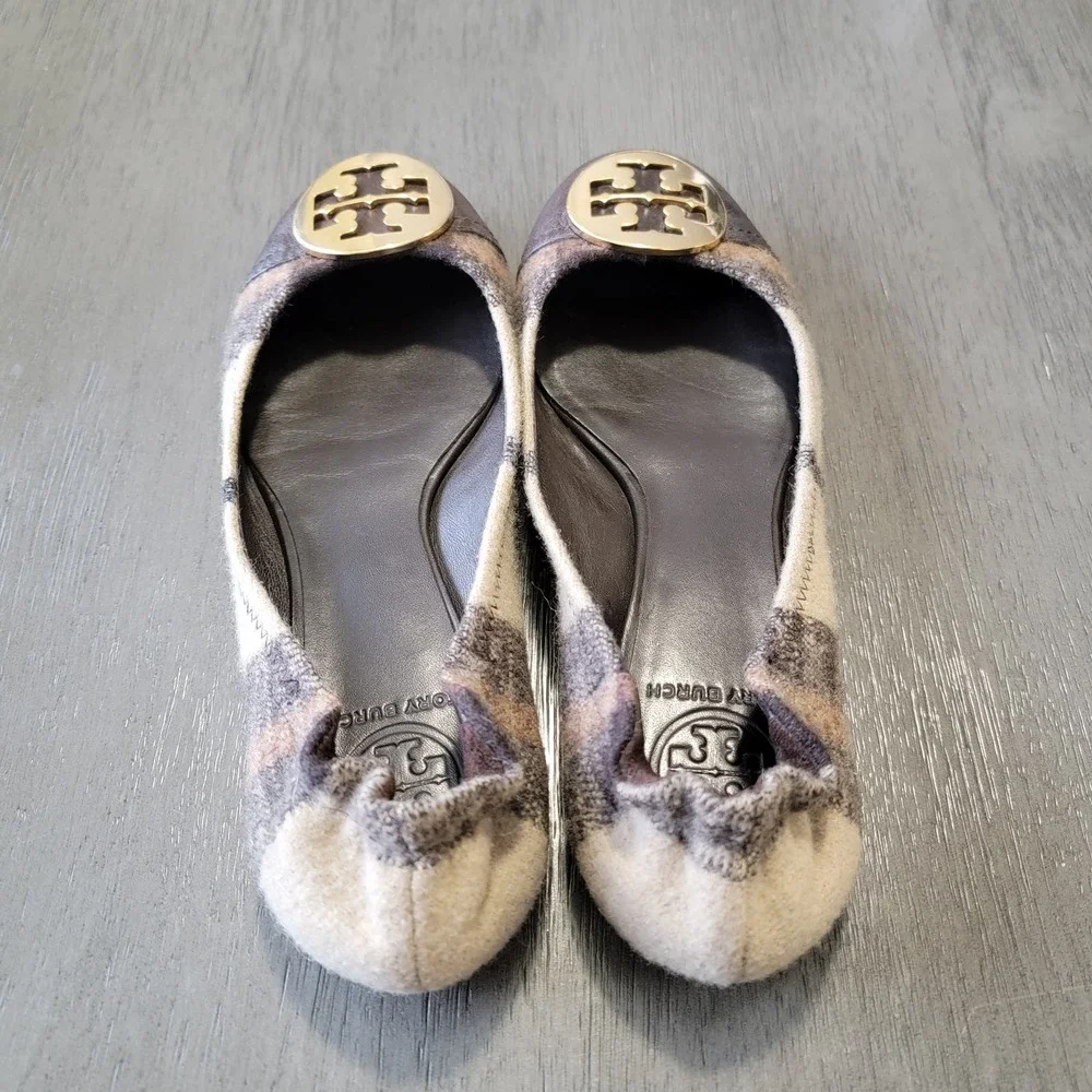 Tory Burch Serena Plaid Ballet Flat Shoe‎ Size 7